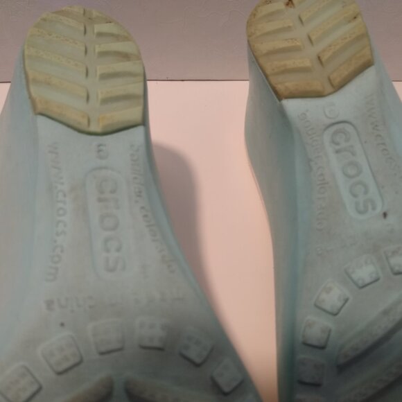 Crocs Sassari Wedge Sandals Women's size 9 White light blue Open Toe Wedge Heels - Picture 8 of 8